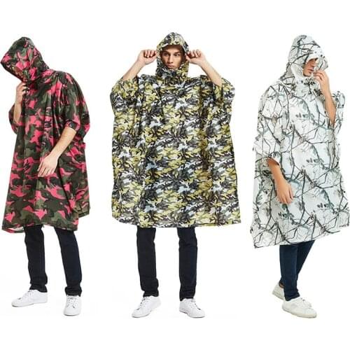 3 in 1 Raincoat Backpack Rain Cover Rain Coat Hood Hiking Cycling Rain Cover Poncho Raincoat Waterproof Outdoor Camping Tent Mat