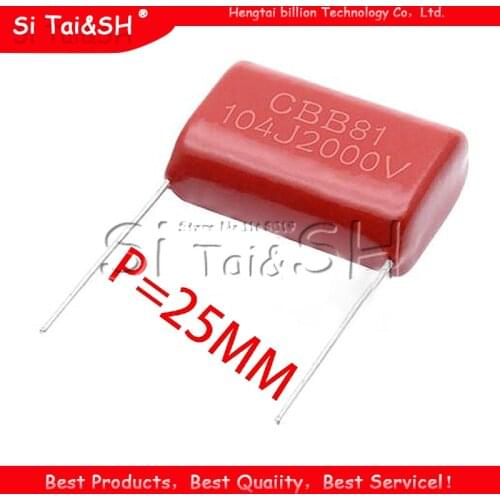 5PCS 0.1uF 2000V 2KV CBB 104 100NF Polypropylene film capacitor pitch 25mm CBB81