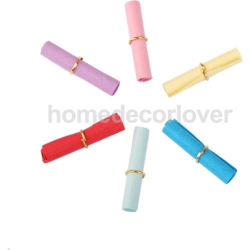 50pcs/Lot Colorful Expression Wishing Scrolls Paper in Gold Ring 6x2.5cm New