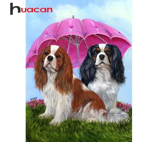 Huacan Diamond Mosaic Cross Embroidery Kit Dog 5D DIY Diamond Painting Animals Rhinestone Pictures Decorative Paintings