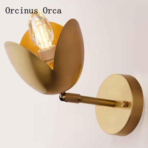 American creative personality Brass Wall Lamp living room corridor bedside lamp post-modern simple LED wall lamp