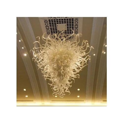 White Clear Murano Blown Glass Lustre Ceiling Hotel Lobby Crystal Living Room Decoration Chandeliers Modern Staircase Chandelier