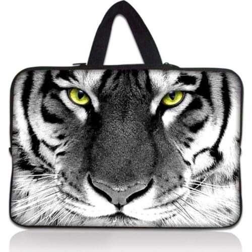 White Tiger Head Laptop Notebook Case Sleeve Bag 11" 12" 13" 15" 15.6" Sleeve for Macbook Pro Air Retina Handbag for ipad 12.9