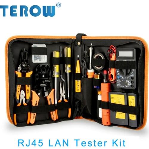 FAST Shipping 17 Pcs/Set LAN Tester RJ45 Network Repair Tool Kit Network Cable Tracker Plier Crimp Crimper Plug Clamp PC