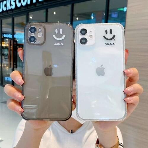 Gimfun Cute Anti-fall Smile Face Phone Case for IPhone 11 12 Pro Max XS Max X XR 7 8 Plus Black White Soft Tpu Back Cover Case
