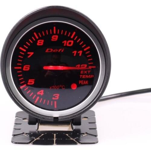 2.5 Inches Defi BF 60mm Auto Exhaust Temperature Gauge Red & White backlight Adjustable 300~1200 Degrees With Sensor