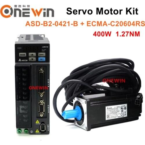 Delta 400W AC servo motor drive kit ECMA-C20604RS + ASD-B2-0421-B diameter 60mm 220V 1.27NM 3000rpm with 3m cable