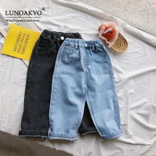 Childrens One Button Jeans Fashion Boys' And Girls' Spring Pants Korean Casual Dad Pants 2020 Spring New