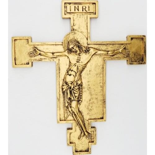 Hankroi 14 Inches Resin Wall Cross Crucifix Resin Jesus Christ on INRI Cross Antique Finish Home Chapel Decoration