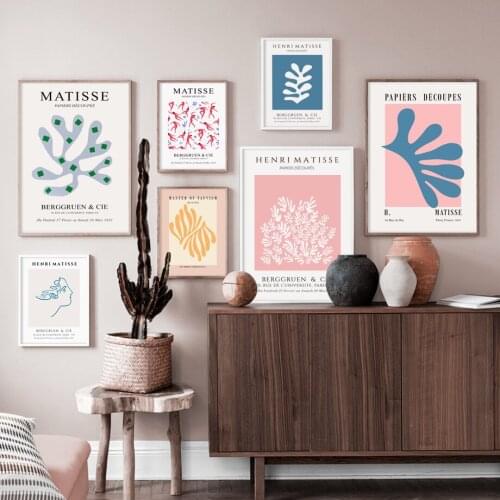 Picasso Matisse Line Girl Coral Leaf Abstract Art Canvas Painting Nordic Posters And Prints Wall Pictures For Living Room Decor