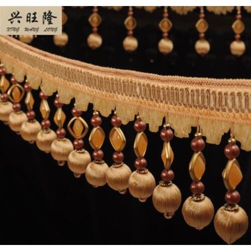 XWL 15Yards/lot Beaded Tassel Fringe Lace Trim For Curtain Edge DIY Sewing Sofa Stage Decorative Lace Ribbon Curtain Accessories