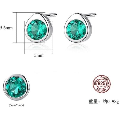 HOT Sell S925 Sterling Silver Mini drop Ruby Crystal zircon ruby sapphire Earrings