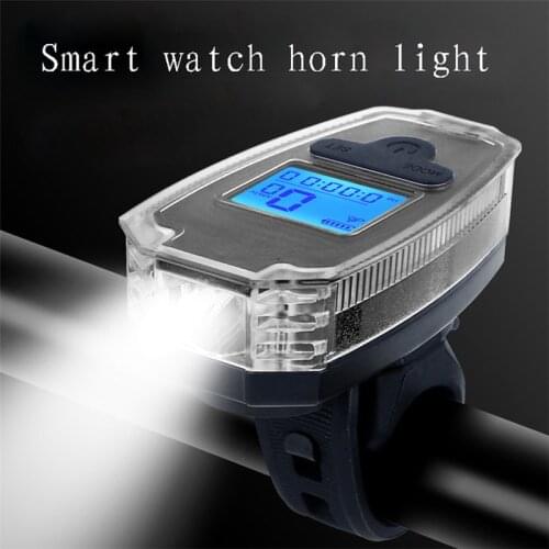 Multi-Purpose Bike Computer Bicycle Headlight USB Flashlight 120dB Horn LCD Display Speedometer Rechargeable