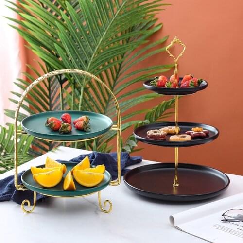 Fashion creative pastry double-layer cake tray display stand European style simple fruit plate wrought-iron snack rack LB81816