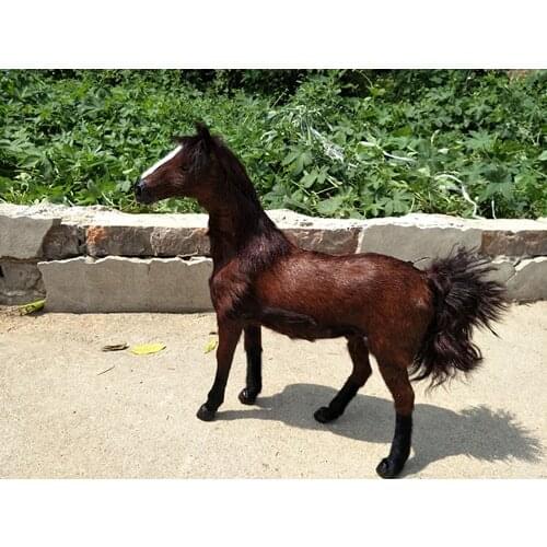 New simulation brown horse toy polyethylene & furs Khan blood horse doll gift about 36x34CM 268