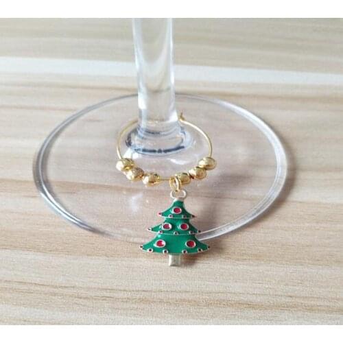 New Christmas Wine Glass Decoration Charms Party New Year Cup ring Table Decorations Xmas Pendants Metal Ring Decor