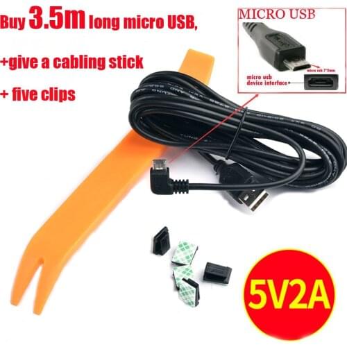 New Car Charging curved MICRO USB Extended Cable for70mai xiaoyi mijia 360 Car DVR Camera c,Cable lengh 3.5m ( 11.48ft )