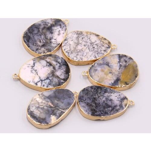 Wholesale women gold agates druzy necklace pendant natural black stone druzy pendant stone necklace Stone Slice necklace pendant