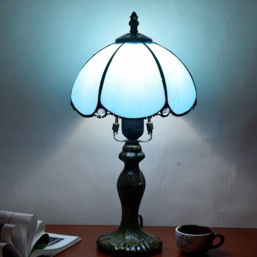 European-Style Simple Mediterranean Blue Living Room Dining Room Bedroom Bedside Small Desk Lamp 8 Inches Hotel Bar Vintage Lamp