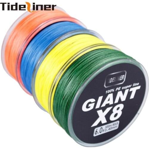 Tideliner 8 Braided strands Fishing Line 500m/5460yds, Diameter:0.14mm-0.5mm,size:15-100lb PE braided line J-Braid Line fishing