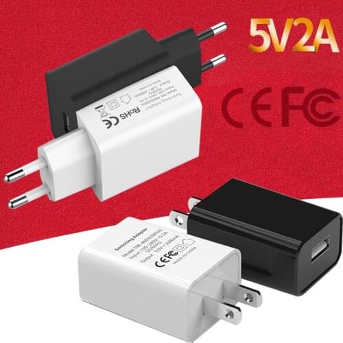 5V 2A EU/US Plug Wall Charger Power Adapter Travel USB Charger Charging For Universal Mobile Phone USB Cable Black / White