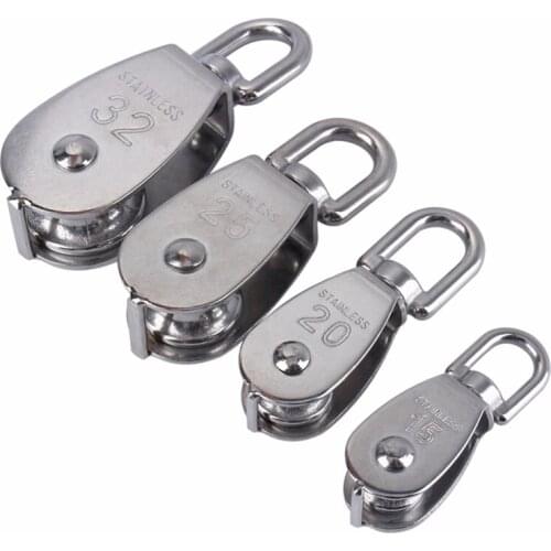 Stainless steel pulley M15 M20 M25 M32 ingle rotating wheel lifting rope pulley block for durable wire rope gravity skating