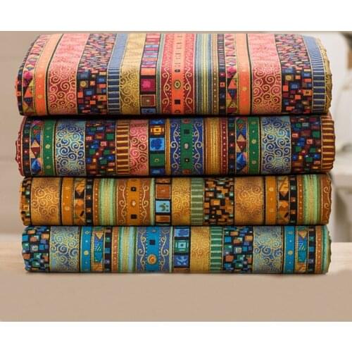 150x100cm Bohemian Style Cotton Printed Fabric Vintage Ethnic Fabric Boho for DIY Handmade Doll Clothes By The Meter Fabric