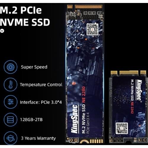 Kingspec Ssd M2 Nvme Pcie 512GB 256GB 128GB 1TB 2TB M.2 Pci express Solid State Drive 2280 2242 Hard Disk Hdd for Laptop Desktop
