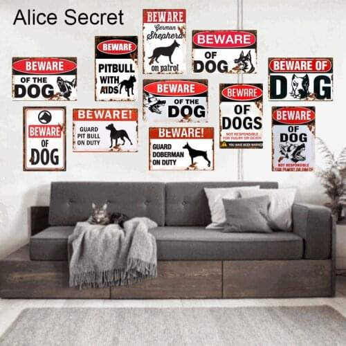 Vintage be ware of dog Metal tin sign Bar Home Garage Hotel Pub Metal sign Home be ware of dog Metal Plates Poster arts Plaque