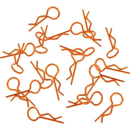 20 Pieces Stainless Steel Body Clips R Pin Shell For 1/10 1/12 1/8 RC Car - Orange