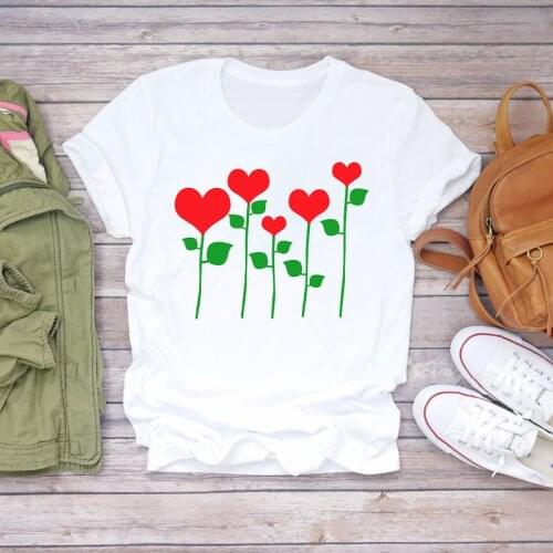 Women Tops Fashion Casual T-shirt Korean Style Womens Clothes Ladies Tees Plus Size Short Sleeve Cloth Tshirts Printing White