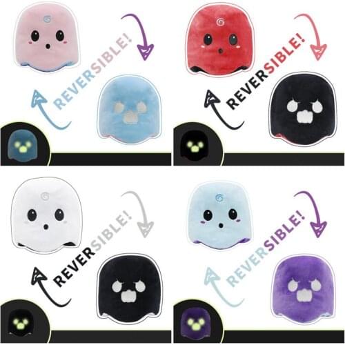 1Pc Reversible Flip Ghost Plush Toy Luminous Double-sided Soft Pillow Doll For Boys Girls Kawaii Halloween Gift Home Decoration