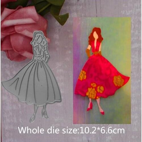 10.2*6.6cm Red-haired elegant lady human Metal steel frames Cutting Dies DIY Scrap booking Photo Album Embossing paper Cards