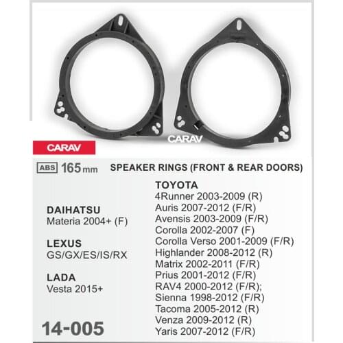 2pcs/set Universal Car Speaker Adapter Bracket Plate ABS Automobiles Speaker Bracket for TOYOTA 4Runner (R); Auris CARAV 14-005