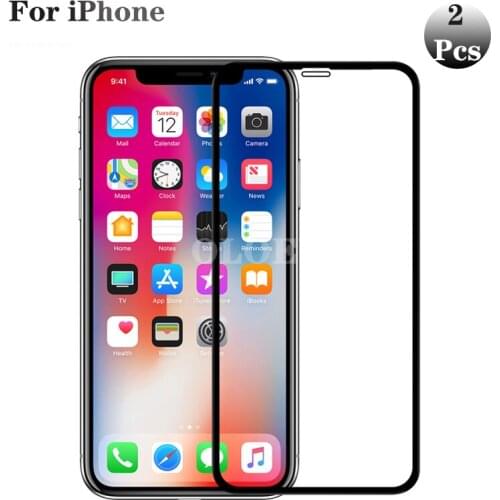 2Pcs Screen Protector For iPhone 11Pro Max X XR S Xs Tempered Protective Glass Film For Iphone 12Pro Max 12 Mini 11 Pro Verre 9h