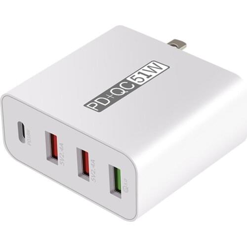 51w Qc3.0 High-power Usb Multi-port Fast Charger With Foldable Plug Mobile Phone Charger US Plug