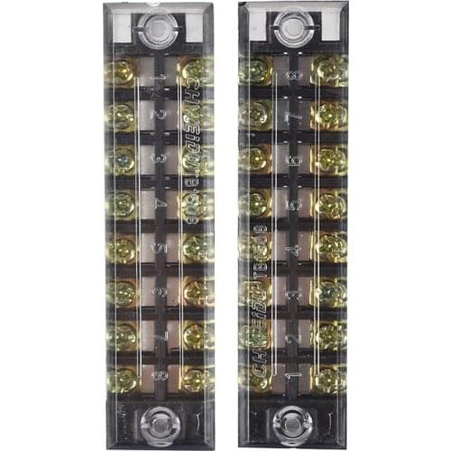 600V 15A Dual Row 8P Screw Connector Electric Barrier Terminal Block