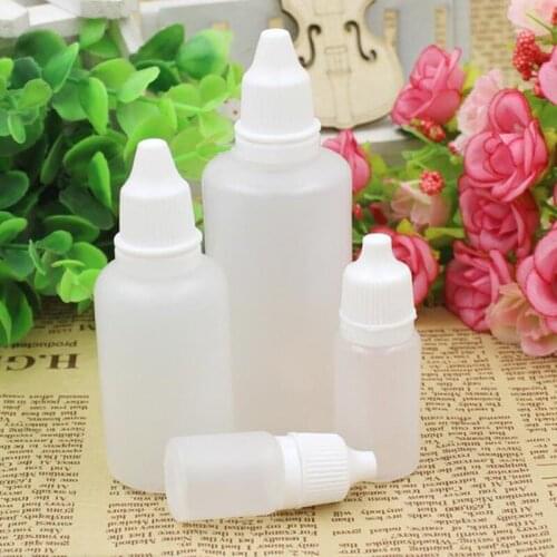 5/10/30/50ML White Plastic Squeezable Bottle Non-toxic Storage Empty Eye Liquid Dropper Bottles With Stopper Drop F20171817