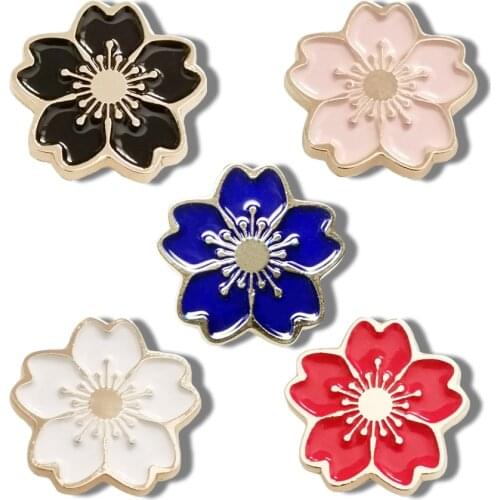 5 Style Cherry Blossoms Womens Brooch Vintage Enamel Pins For Backpacks Hat Bag Flower Brooches Jewelry Gift Scarf Buckle