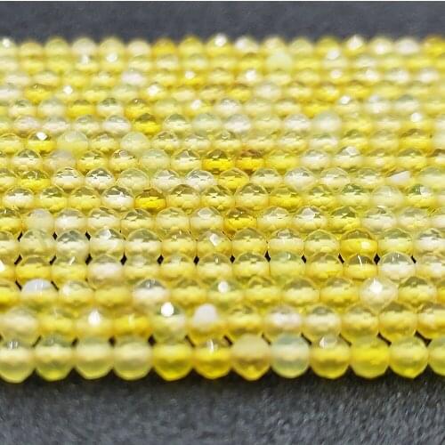 Natural Stone Loose Beads 3mm Yellow Agate Angle Round Faceted Beading Making DIY Bracelet Necklace Earrings Jewelry Accessories