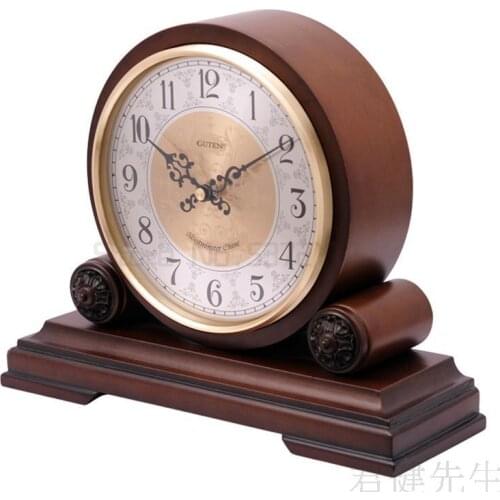 Household European solid wood living room desk clock American desktop newspaper clock Retro Clock Desk Clock