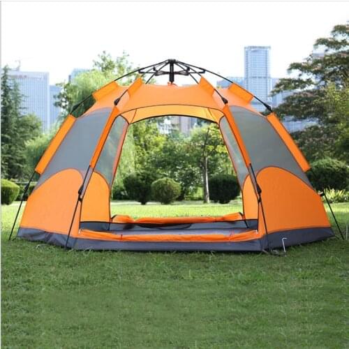 Double hex automatic tent winter fishing cold 3-4 peson outdoor camping waterproof warm tent