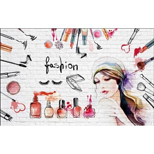 Custom mural photo wallpaper 3d Watercolor brick wall hand painted cosmetics nail shop living room Wallpaper for walls in rolls