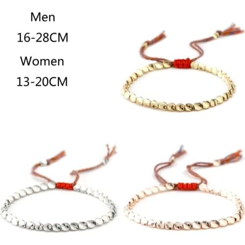 Cotton Luck Rope Bracelet Tibetan Copper Bead Bracelet Buddhist Braided Good Lucky Bracelet Amulet Jewelry Adjustable