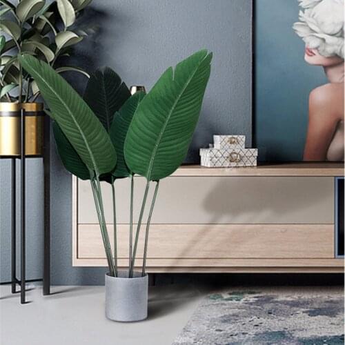 98CM 3pcs Large Artificial Plants Green Palm Tree Leaves Plastic Banana Tree Branch Wedding Garden Living Room Deco Accessories