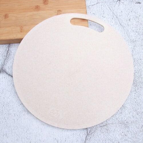 Kitchen Wheat Straw Chopping Board Multi-function Cutting Board Non-slip Round Shape Cutting Board for Home (Beige)