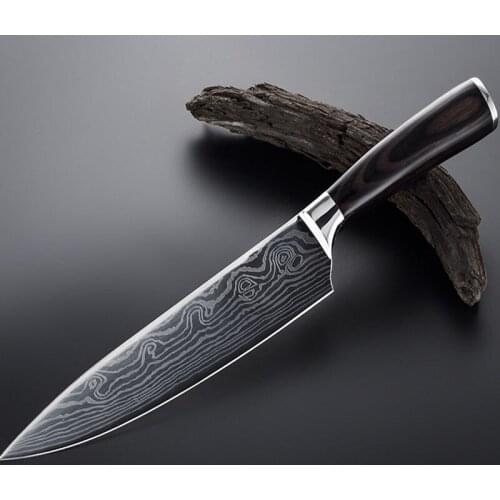 Sharp 7Cr17Mov Stainless Steel Patterned Kitchen Santoku Knife Japanese Style Chef Cleaver Slicing Meat Fish Cut Vegetable Knife