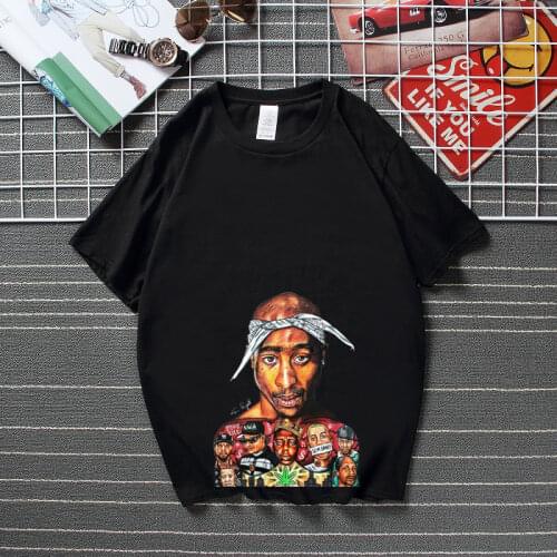 Summer Graphic Tees Men Streetwear Fashion Camiseta Hombre 2pac Rappers' Printed T-Shirts 90s Hip Hop T Shirt Top Cotton Tshirts