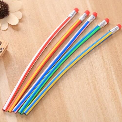 60pcs/lot color Pencil Set With Erasers Flexible Pencil Gifts Stationery wholesale