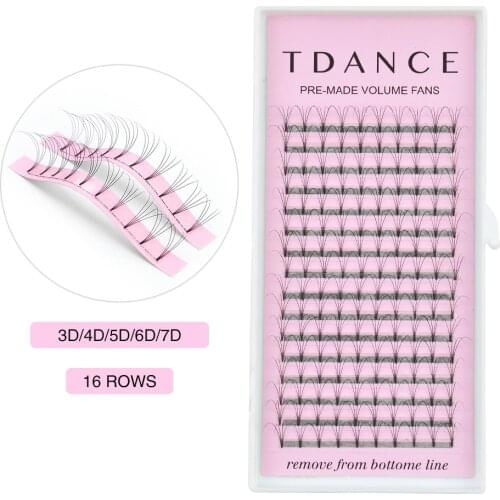 TDANCE Pre-made Eyelash Extension 0.07 0.10mm Thickness 16rows High Quality Pre Made For Russian Volume Lshes